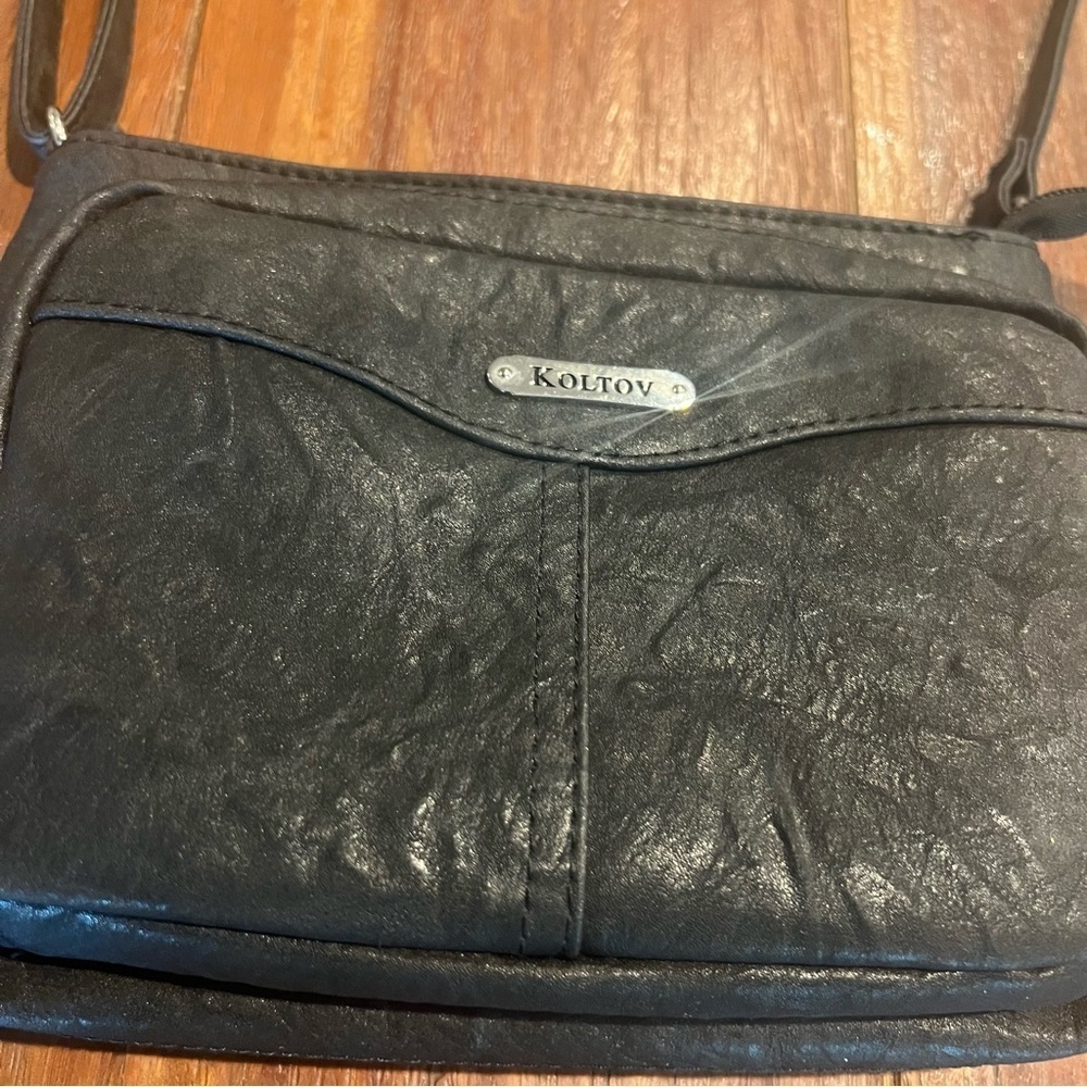 Koltov Black Distressed Shoulder Crossbody Purse Bag - Picture 6 of 8